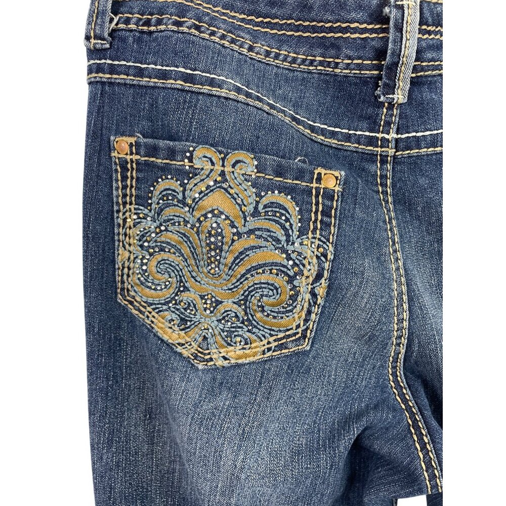 Bandolino Womens Missy Size 8 Embellished Pocket Bootcut Jeans Medium Wash Denim - Picture 6 of 11